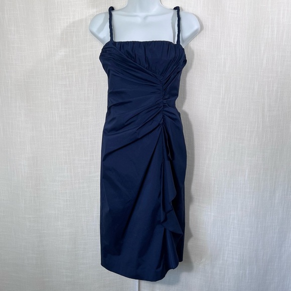 Adrianna Papell Dark Navy Ruched Event Evening Cocktail Dress Size 6 - Picture 1 of 11